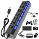Hub Usb 7 Portas Com Chave Seletora 2.0 High Speed Pen Drive