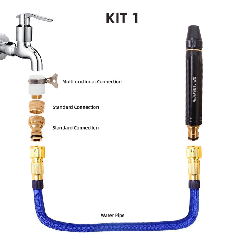 Water Hose Nozzle High Pressure Spray Gun Garden Hose Sprinkler Metal Car Wash Straight Nozzle Washer Spray Watering Irrigation