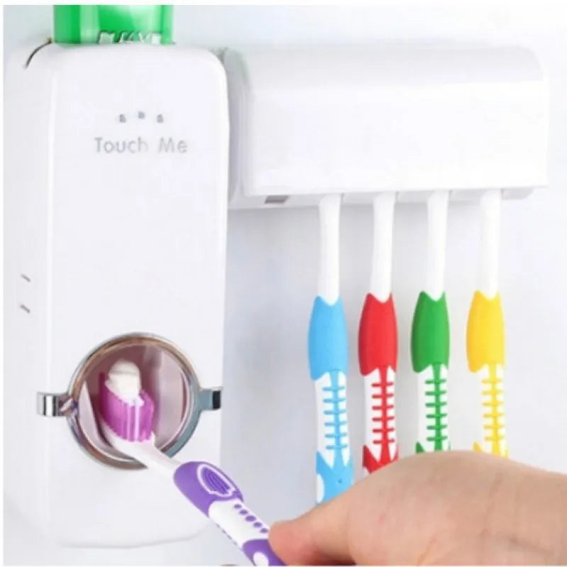 Dispenser de Pasta de Dente e Suporte para Escovas.