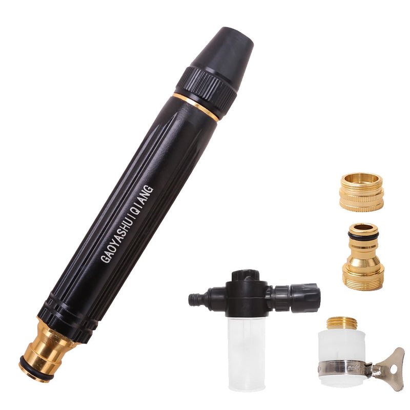 Water Hose Nozzle High Pressure Spray Gun Garden Hose Sprinkler Metal Car Wash Straight Nozzle Washer Spray Watering Irrigation