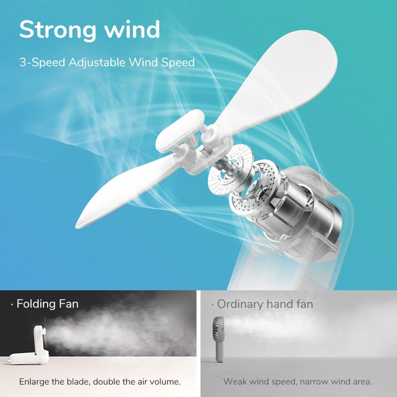 JISULIFE USB Mini Fan Portable Handheld Electric Fan Small Quiet Pocket Cooling Hand ventilador with Light Office Outdoor
