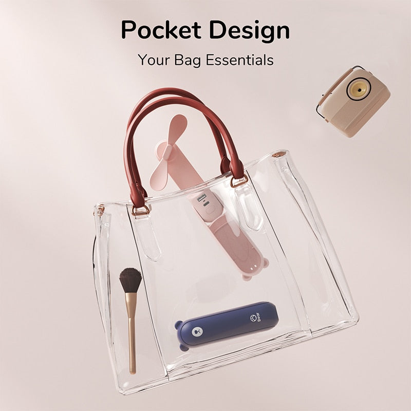 JISULIFE USB Mini Fan Portable Handheld Electric Fan Small Quiet Pocket Cooling Hand ventilador with Light Office Outdoor